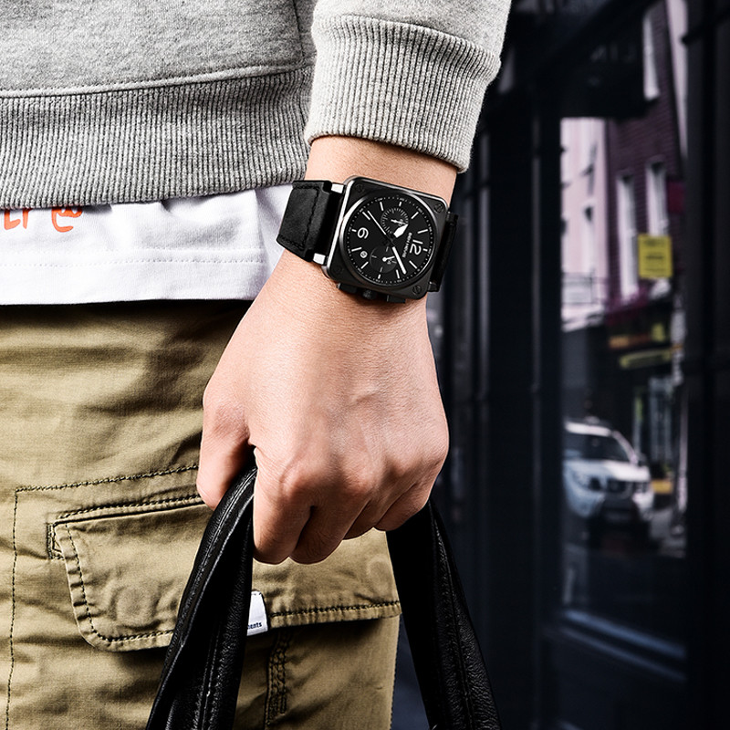 „Relogio Masculino BEN NEVIS“ vyriškas laikrodis Geriausios prekės ženklo vyriški laikrodžiai Chronograph Vandeniui atsparūs odiniai sportiniai kvadratiniai kvarciniai laikrodžiai vyrams