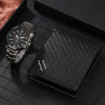 Ежедневен комплект часовник и портфейл Топ марка Луксозни бизнес кварцови ръчни часовници Мъжки оригинални подаръци за гадже Regalos Para Hombre