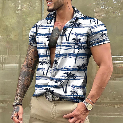 2023 m. kokoso medžio marškiniai vyrams 3d spausdinti vyriški havajietiški marškinėliai paplūdimio 5xl trumpomis rankovėmis madingi marškinėliai vyriški palaidinė Camisa