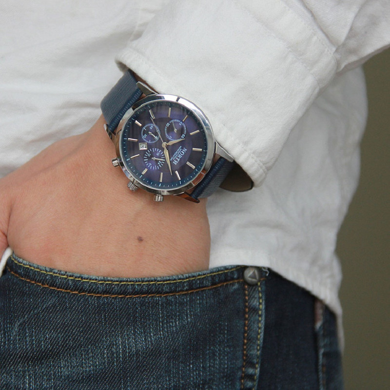 North Luxury Férfi karórák Vízálló valódi bőr divat alkalmi karóra férfi üzleti sportóra klasszikus kék ezüst 6009