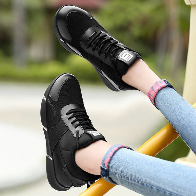 Pavasara sieviešu kedas Zelta Fahison vulkanizētas kurpes PU sieta šņorējamas sieviešu platformas ikdienas apavi Sporta trenažieri