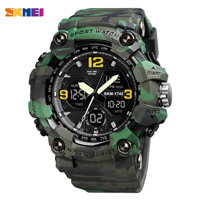 Vintage militārie vīriešu digitālie pulksteņi SKMEI Triecienizturīgs 50 M ūdensizturīgs sporta rokas pulkstenis modes Chrono pulkstenis vīriešu pulkstenis 1742