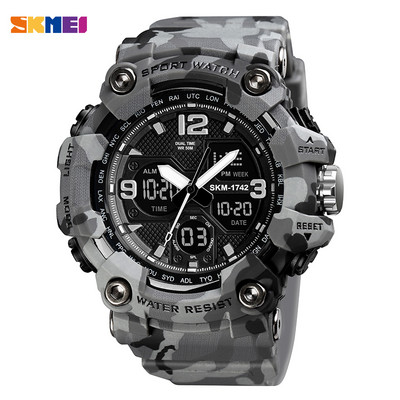 Vintage militārie vīriešu digitālie pulksteņi SKMEI Triecienizturīgs 50 M ūdensizturīgs sporta rokas pulkstenis modes Chrono pulkstenis vīriešu pulkstenis 1742