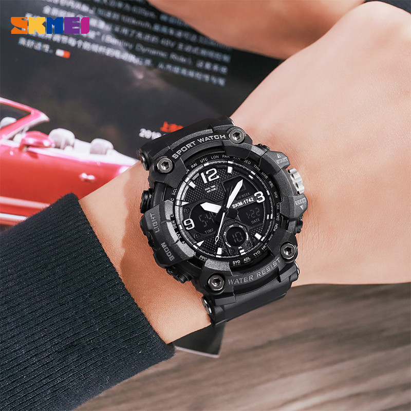 Vintage militārie vīriešu digitālie pulksteņi SKMEI Triecienizturīgs 50 M ūdensizturīgs sporta rokas pulkstenis modes Chrono pulkstenis vīriešu pulkstenis 1742
