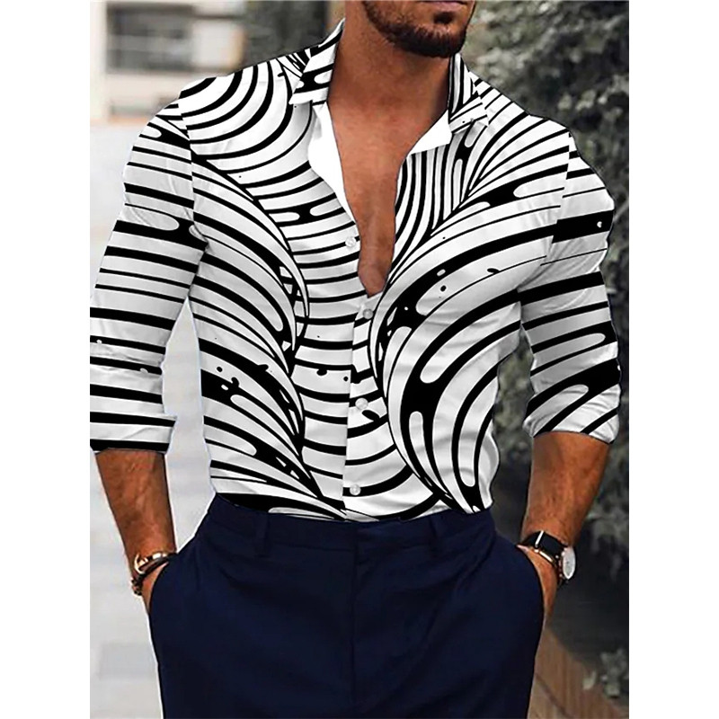 Retro stiliaus mados marškiniai Vyriški muzikos personažai 3D marškiniai ilgomis rankovėmis Havajų marškiniai Vyriški mados gatvės klubo marškiniai