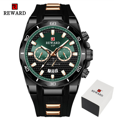 REWARD Modes vīriešu pulkstenis ar lielu ciparnīcu vīriešu augstākās klases luksusa hronogrāfs silikona sporta kvarca pulksteņi ūdensizturīgi relogio Masculino