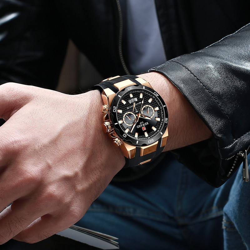 REWARD Modes vīriešu pulkstenis ar lielu ciparnīcu vīriešu augstākās klases luksusa hronogrāfs silikona sporta kvarca pulksteņi ūdensizturīgi relogio Masculino