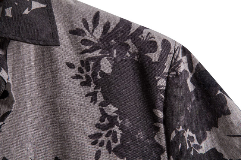 Laisvalaikio vyriški marškiniai su sagutėmis Vintažiniai gėlių raštai Havajų lininiai marškinėliai Vyriški trumpomis rankovėmis paplūdimio Aloha marškinėliai Vyriški Chemise Homme