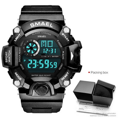 SMAEL Ceas digital sport militar impermeabil pentru bărbați cu iluminare din spate cu LED Ceas de mână electronic cu alarmă Calendar часы relogio 1385