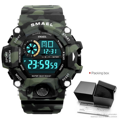 SMAEL Ceas digital sport militar impermeabil pentru bărbați cu iluminare din spate cu LED Ceas de mână electronic cu alarmă Calendar часы relogio 1385