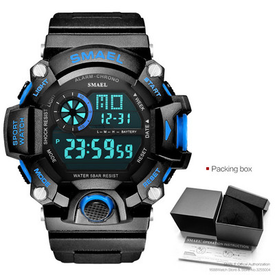 SMAEL Ceas digital sport militar impermeabil pentru bărbați cu iluminare din spate cu LED Ceas de mână electronic cu alarmă Calendar часы relogio 1385