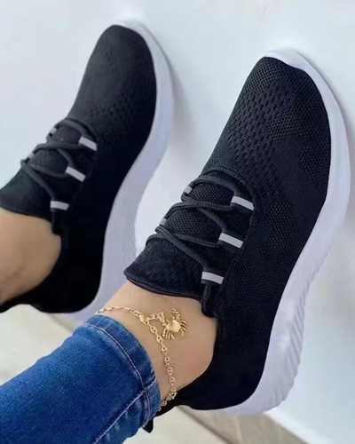 Sportiniai bateliai moterims Patogūs tinkliniai megzti sportiniai batai Suvarstomi laisvalaikio bėgimo vulkanizuoti batai Plokščia moteriška avalynė Tenis Zapatos