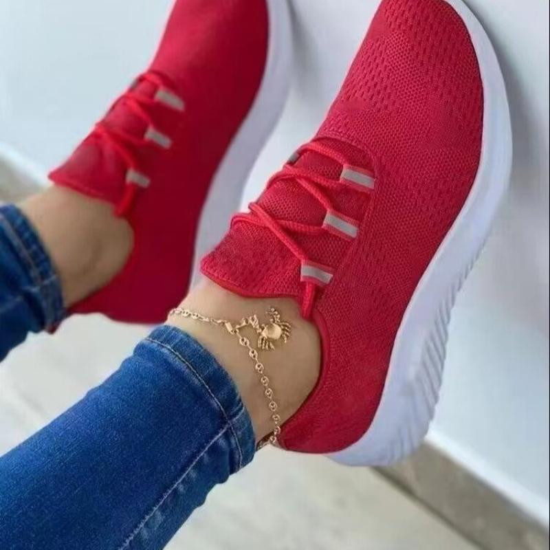 Sportiniai bateliai moterims Patogūs tinkliniai megzti sportiniai batai Suvarstomi laisvalaikio bėgimo vulkanizuoti batai Plokščia moteriška avalynė Tenis Zapatos