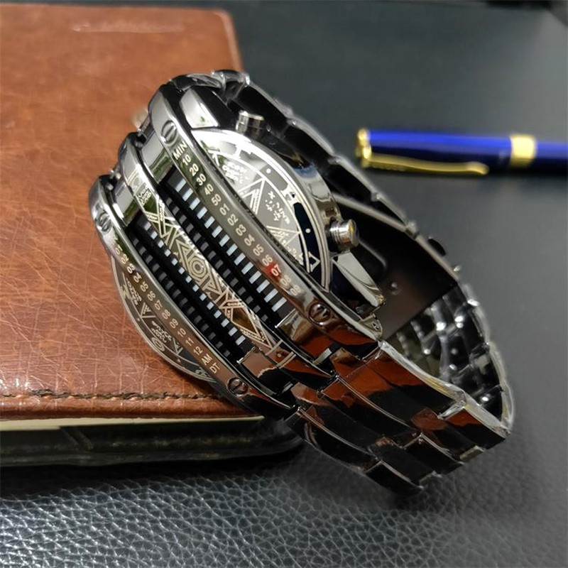 Prabangūs vyriški laikrodžiai mada Populiarus prekės ženklas Sportas Vyrai Moterims Kūrybiškas nerūdijančio plieno LED datos apyrankės laikrodis dvejetainis rankinis laikrodis