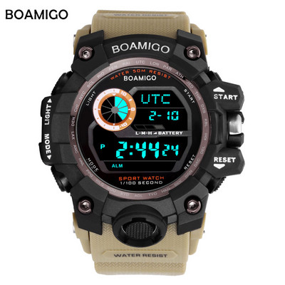 Férfi sportórák BOAMIGO márkájú digitális LED narancssárga Shock úszó katonai gumi karórák vízálló óra Relogio Masculino