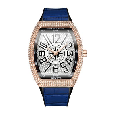 Luksuzni sat vrhunske marke za muškarce s klasičnim kućištem Tonneau s kalendarom Kvarcni sat za muškarce Muški sat Hombre Relogio Masculino Drop Shipping