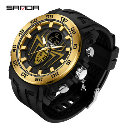 SANDA Vīriešu militārie pulksteņi Modes sporta pulksteņi Analogie elektroniskie LED rokas pulksteņi vīriešiem Pulkstenis Relogio Masculino Ūdensizturīgs 50 M