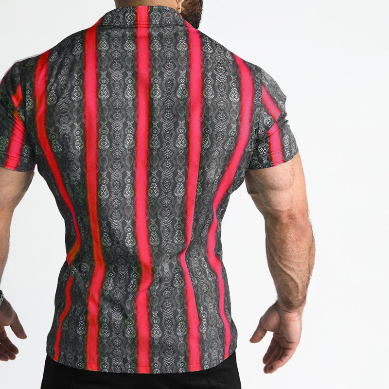 Summer New Men's Athleisure Trend Digital Print Μπλουζάκι Ανδρικό casual φλοράλ κοντομάνικο 3D πουκάμισο με πέτο