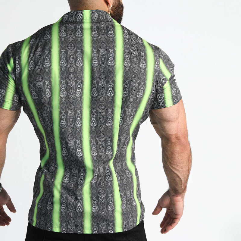 Summer New Men's Athleisure Trend Digital Print Μπλουζάκι Ανδρικό casual φλοράλ κοντομάνικο 3D πουκάμισο με πέτο
