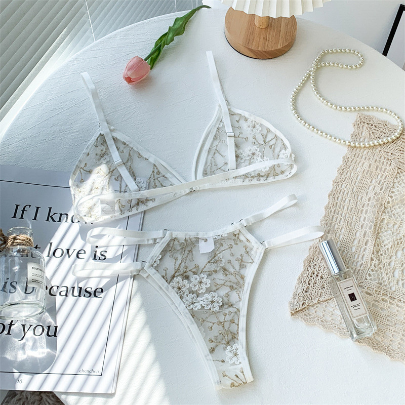 Seksualus apatinio trikotažo komplektas Karštai egzotiški kostiumai Nematoma liemenėlė Nauja Seksuali mada G-String String Sleepwear Gėlių rinkiniai Ropa interjero mujer