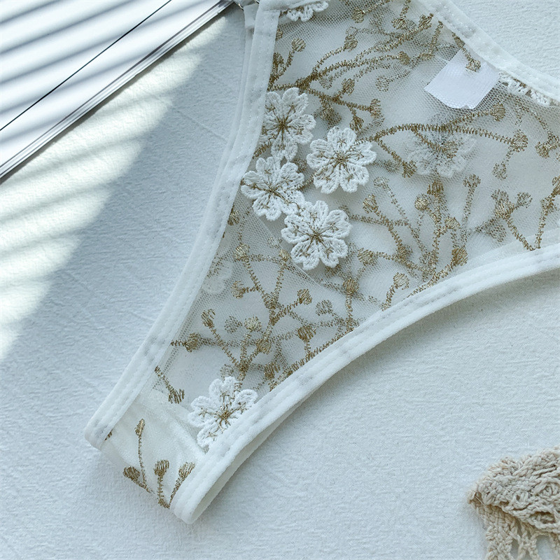 Seksualus apatinio trikotažo komplektas Karštai egzotiški kostiumai Nematoma liemenėlė Nauja Seksuali mada G-String String Sleepwear Gėlių rinkiniai Ropa interjero mujer