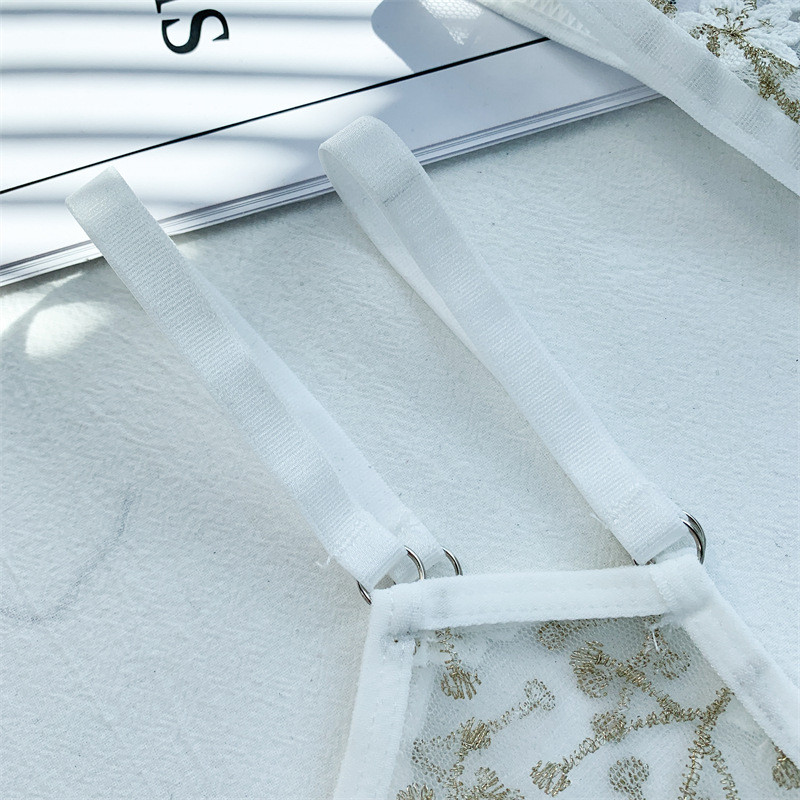 Seksualus apatinio trikotažo komplektas Karštai egzotiški kostiumai Nematoma liemenėlė Nauja Seksuali mada G-String String Sleepwear Gėlių rinkiniai Ropa interjero mujer