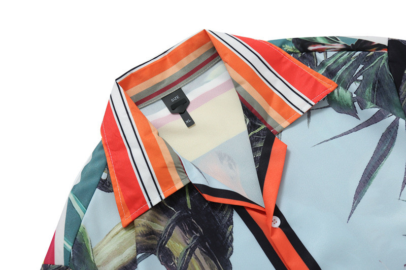 Ανδρικά ρούχα 2022 Καλοκαίρι Νέο ρετρό μοτίβο εκτύπωσης Ανδρικό πουκάμισο Ανδρικό πουκάμισο μόδας Ζευγάρι κοντομάνικο πουκάμισο με κουμπιά πέτο