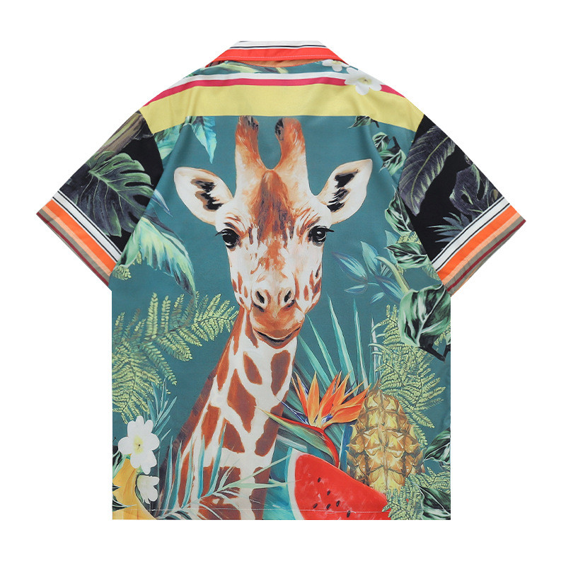 Ανδρικά ρούχα 2022 Καλοκαίρι Νέο ρετρό μοτίβο εκτύπωσης Ανδρικό πουκάμισο Ανδρικό πουκάμισο μόδας Ζευγάρι κοντομάνικο πουκάμισο με κουμπιά πέτο