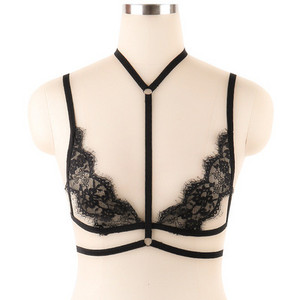 Pojas za podvezice Seksi čipkasti šuplji bandage grudnjak Bdsm pojas za tijelo Grudnjak s kavezom Modni naramenice Elastične gotičke kratke majice Donje rublje