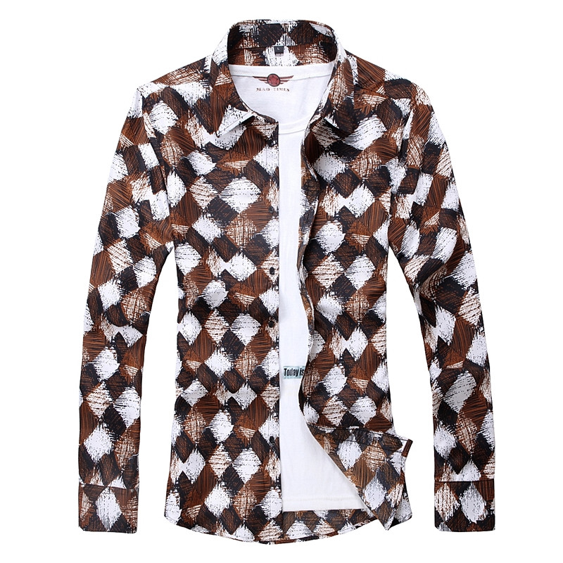 Vyriški gėlių raštais 2021 m. naujiena Madingi laisvalaikio marškiniai ilgomis rankovėmis vyriški negabaritinis dydis 5XL 6XL 7XL Firminiai drabužiai