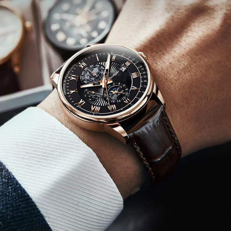 Tippbränd POEDAGAR Meeste käekellad Uus mood Business Luksuslik meeste kvartskäekell helendav osutiga automaatne kuupäevaga kvartskellad