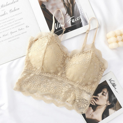 Moteriškos liemenėlės Pad Push Up belaidė nėriniuota liemenėlė Sexy Bralette Plus Size fitneso apatinis trikotažas su gėlių raštais apatinis trikotažas, pilnas puodelis
