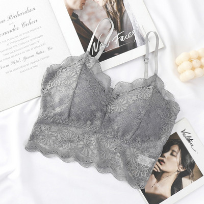 Moteriškos liemenėlės Pad Push Up belaidė nėriniuota liemenėlė Sexy Bralette Plus Size fitneso apatinis trikotažas su gėlių raštais apatinis trikotažas, pilnas puodelis