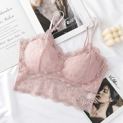 Moteriškos liemenėlės Pad Push Up belaidė nėriniuota liemenėlė Sexy Bralette Plus Size fitneso apatinis trikotažas su gėlių raštais apatinis trikotažas, pilnas puodelis