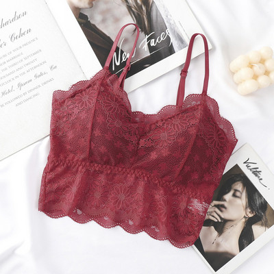 Moteriškos liemenėlės Pad Push Up belaidė nėriniuota liemenėlė Sexy Bralette Plus Size fitneso apatinis trikotažas su gėlių raštais apatinis trikotažas, pilnas puodelis