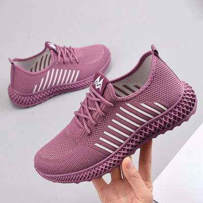 Sieviešu ikdienas sporta apavi Jaunas modes sieviešu plakanie apavi uzvelkami, viegli sieviešu elpojošas tīklveida platformas kedas