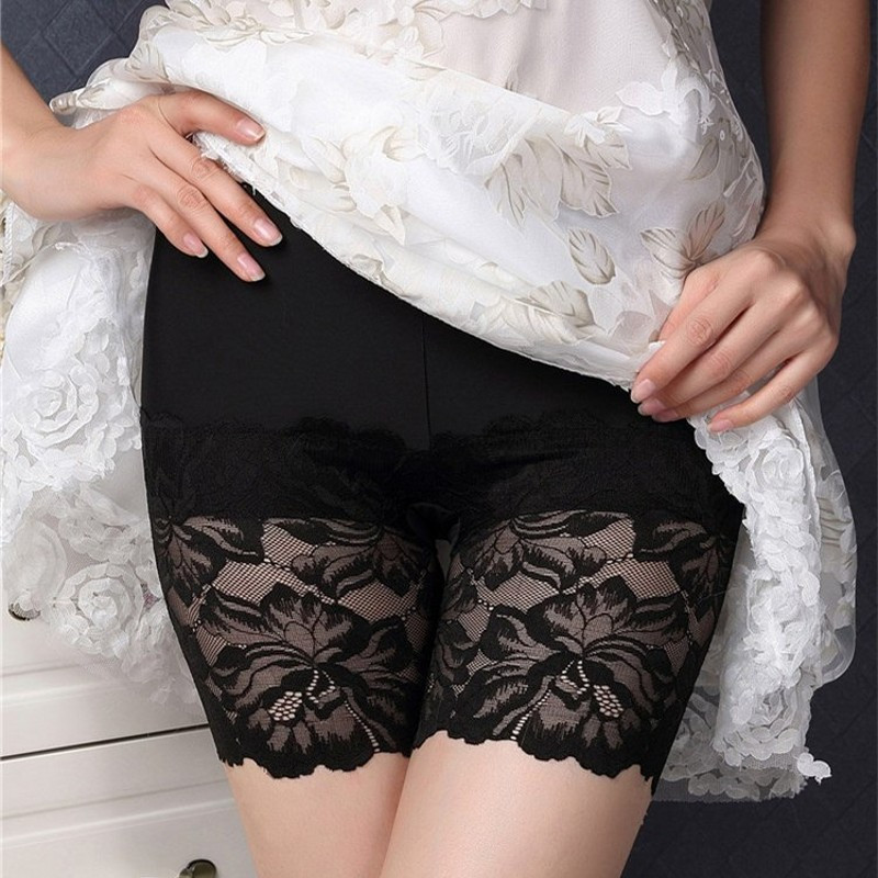 Besiūliai apatiniai šortai Moteriški Rose Lace Safety Trumpos kelnės po sijonu aukštu juosmeniu Didelio dydžio bokserinės kelnaitės