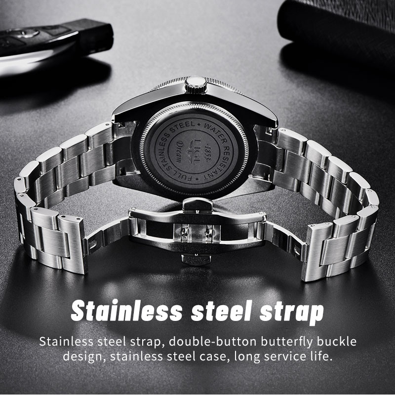 LIGE satovi za muškarce Vrhunska marka, luksuzni kronograf, svjetleći kvarcni sat, modni poslovni vodootporni ručni sat od nehrđajućeg čelika