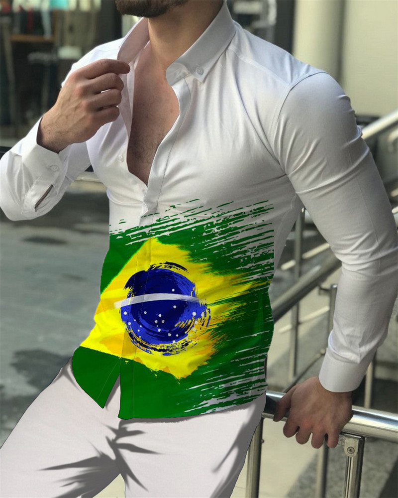 Vīriešu kreklu apdruka Legion Knight Patriot 3D druka skaidra raksta āra ielās ar garām piedurknēm pogas kokvilnas apģērbu dizainers