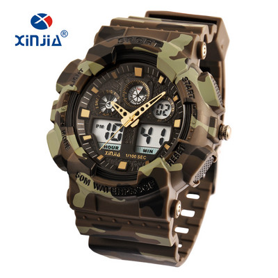 XINJIA Brand Style Japan Movement Military Shock Resistant Ψηφιακά Ρολόγια Στρατού Καμουφλάζ Αθλητικά Ανδρικά LCD Αδιάβροχα εξωτερικού χώρου