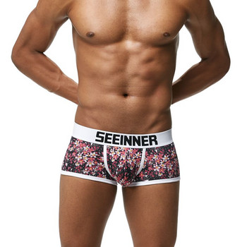 17 Χρώματα SEEINEER Brand Men Boxers Σορτς Ανδρικά Σέξι Cueca Boxer Βαμβακερή μόδα Κυρτή θήκη ανδρικά/ εσώρουχα