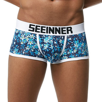 17 Χρώματα SEEINEER Brand Men Boxers Σορτς Ανδρικά Σέξι Cueca Boxer Βαμβακερή μόδα Κυρτή θήκη ανδρικά/ εσώρουχα