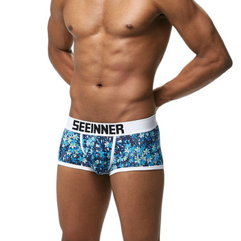 17 Χρώματα SEEINEER Brand Men Boxers Σορτς Ανδρικά Σέξι Cueca Boxer Βαμβακερή μόδα Κυρτή θήκη ανδρικά/ εσώρουχα