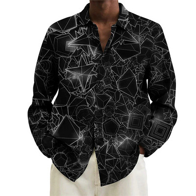 Tribal Fashion Vintage sporta vīriešu uzvalku ballīte Skaidrs grafisks krekls ar atloku pogas leju krekls ikdienas purpursarkani zils vīriešu kreklu topi