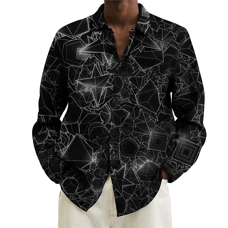 Tribal Fashion Vintage sporta vīriešu uzvalku ballīte Skaidrs grafisks krekls ar atloku pogas leju krekls ikdienas purpursarkani zils vīriešu kreklu topi