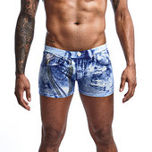 Vīriešu bokseršorti Smieklīgi džinsi ar apdruku Apakšveļa Cueca Masculina Sexy Bugle Mamiņa Bokseršorti Vīriešu biksītes Slip stumbri Liela izmēra