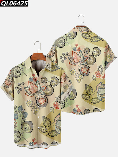 Vyriški mados Y2K Hombre marškinėliai Havajų marškiniai meno elementai 3D spausdinimas Jaukus laisvalaikis trumpomis rankovėmis paplūdimio negabaritinis drabužis 18