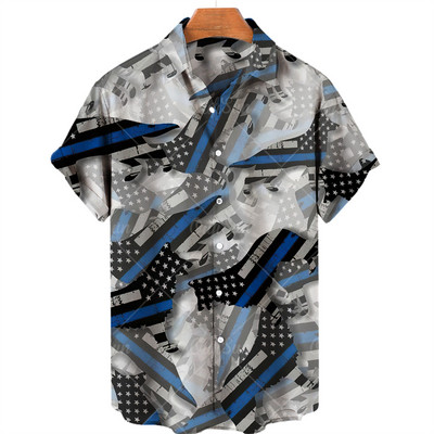 2022. gada Havaju salu vīriešu krekls ar Amerikas karoga apdruku, vasaras ikdienas modes krekls ar īsām piedurknēm, moderns, stilīgs, vienrindu tops 5 XL