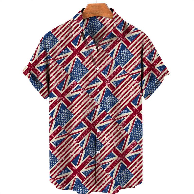 2022. gada Havaju salu vīriešu krekls ar Amerikas karoga apdruku, vasaras ikdienas modes krekls ar īsām piedurknēm, moderns, stilīgs, vienrindu tops 5 XL