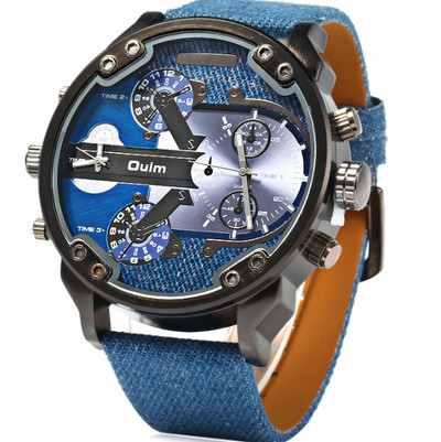 5,6 cm foršs, liels vīriešu pulksteņi vīriešu pulksteņi. Luksusa zīmols OULM Kvarca pulkstenis vīriešiem Dual Times Military relogio masculino Vīriešu pulkstenis